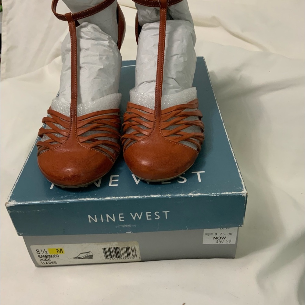 Amazing Nine West Rustic Orange Leather Sandals—Bold, Stylish, and Versatile!